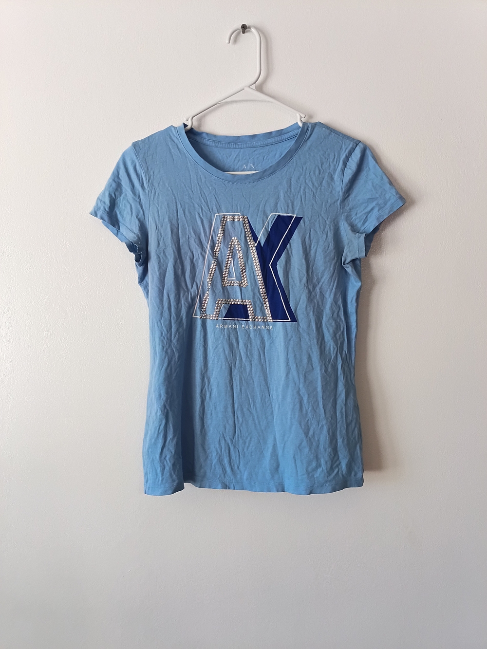Armani Exchange Light Blue Logo Short Sleeve Tee Size M